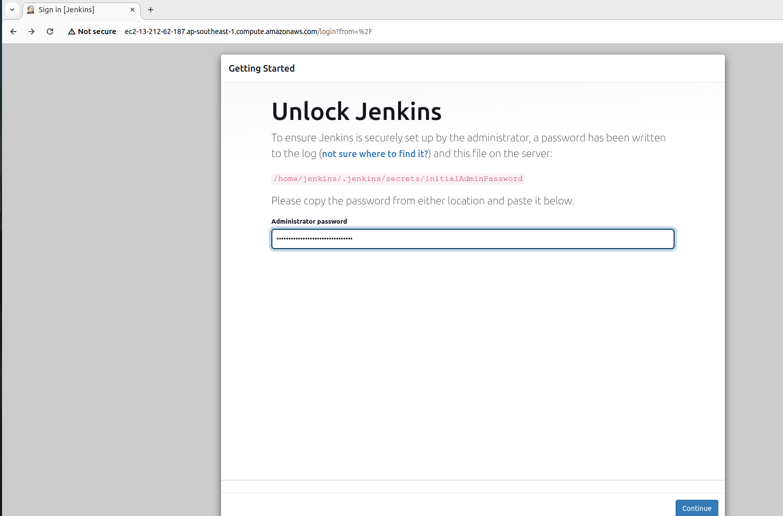 Jenkins initial admin login